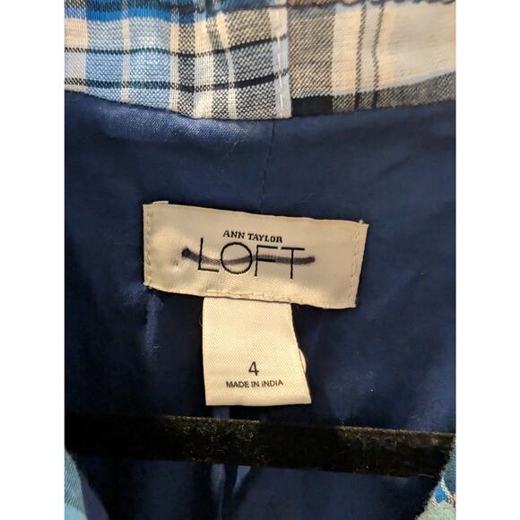 Ann Taylor LOFT Patchwork Plaid Blazer Jacket Women’s Size 4 Cotton Lined - Picture 3 of 6